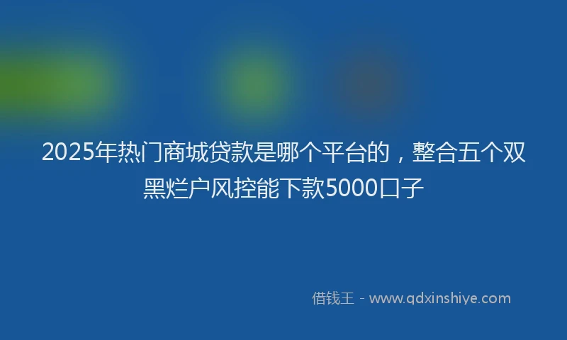 2025年热门商城贷款是哪个平台的，整合五个双黑烂户风控能下款5000口子
