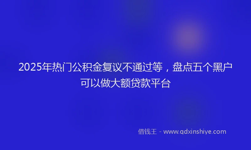 2025年热门公积金复议不通过等，盘点五个黑户可以做大额贷款平台