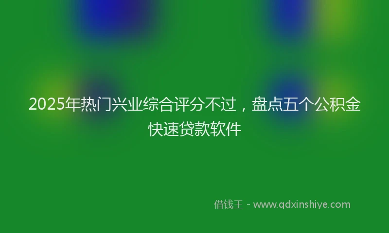 2025年热门兴业综合评分不过，盘点五个公积金快速贷款软件