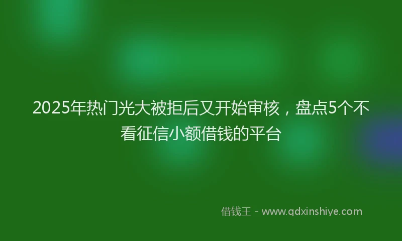 2025年热门光大被拒后又开始审核，盘点5个不看征信小额借钱的平台