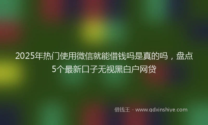 2025年热门使用微信就能借钱吗是真的吗，盘点5个最新口子无视黑白户网贷