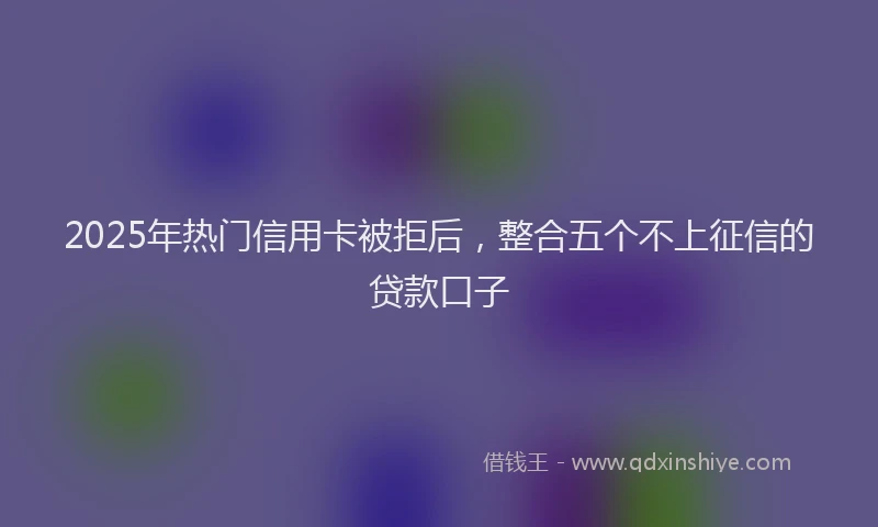 2025年热门信用卡被拒后，整合五个不上征信的贷款口子