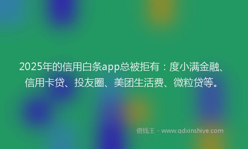 2025年的信用白条app总被拒有：度小满金融、信用卡贷、投友圈、美团生活费、微粒贷等。