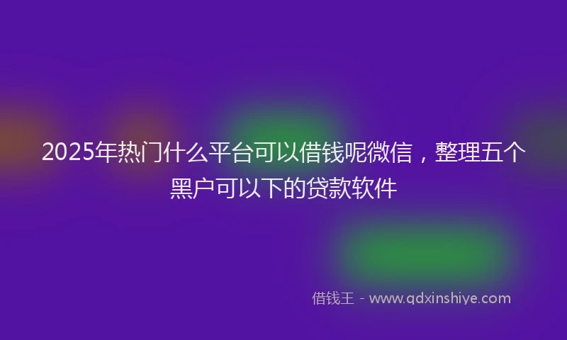2025年热门什么平台可以借钱呢微信，整理五个黑户可以下的贷款软件
