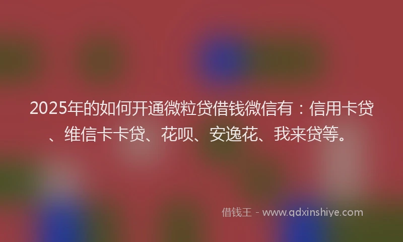 2025年的如何开通微粒贷借钱微信有：信用卡贷、维信卡卡贷、花呗、安逸花、我来贷等。