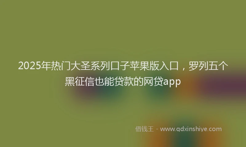 2025年热门大圣系列口子苹果版入口，罗列五个黑征信也能贷款的网贷app