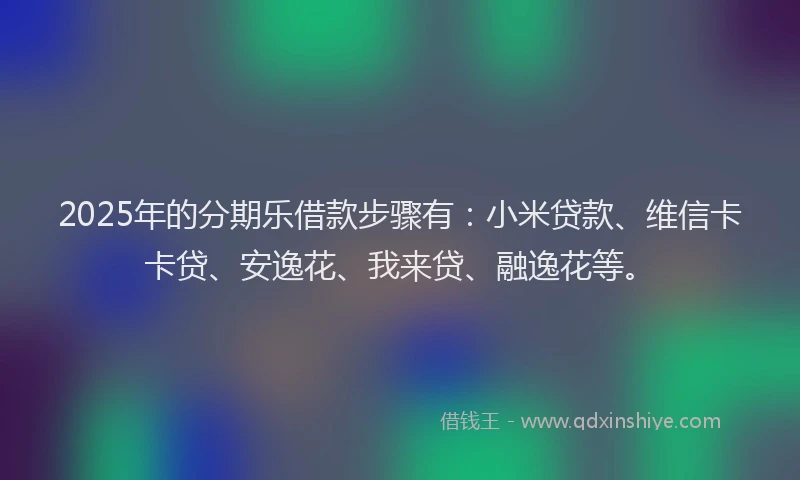 2025年的分期乐借款步骤有：小米贷款、维信卡卡贷、安逸花、我来贷、融逸花等。