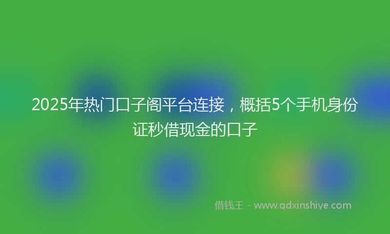 2025年热门口子阁平台连接，概括5个手机身份证秒借现金的口子