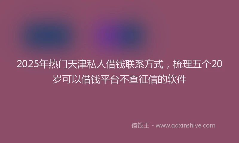 2025年热门天津私人借钱联系方式，梳理五个20岁可以借钱平台不查征信的软件