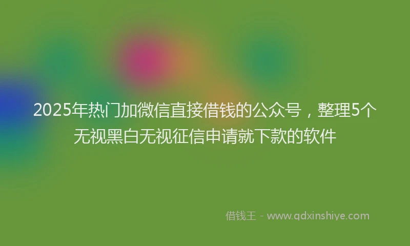 2025年热门加微信直接借钱的公众号，整理5个无视黑白无视征信申请就下款的软件