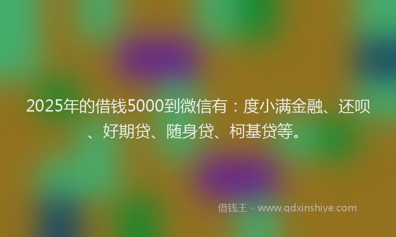 2025年的借钱5000到微信有：度小满金融、还呗、好期贷、随身贷、柯基贷等。