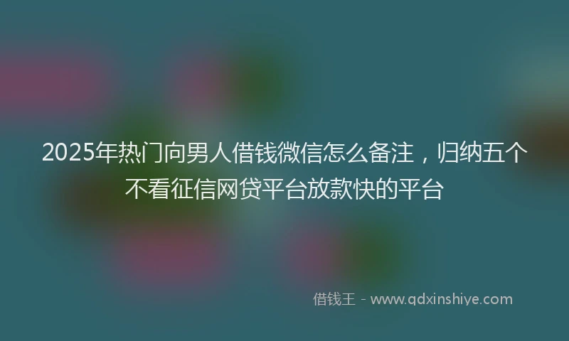 2025年热门向男人借钱微信怎么备注，归纳五个不看征信网贷平台放款快的平台