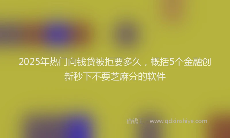 2025年热门向钱贷被拒要多久，概括5个金融创新秒下不要芝麻分的软件