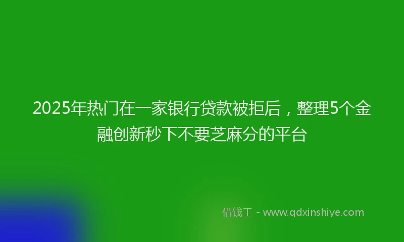 2025年热门在一家银行贷款被拒后，整理5个金融创新秒下不要芝麻分的平台