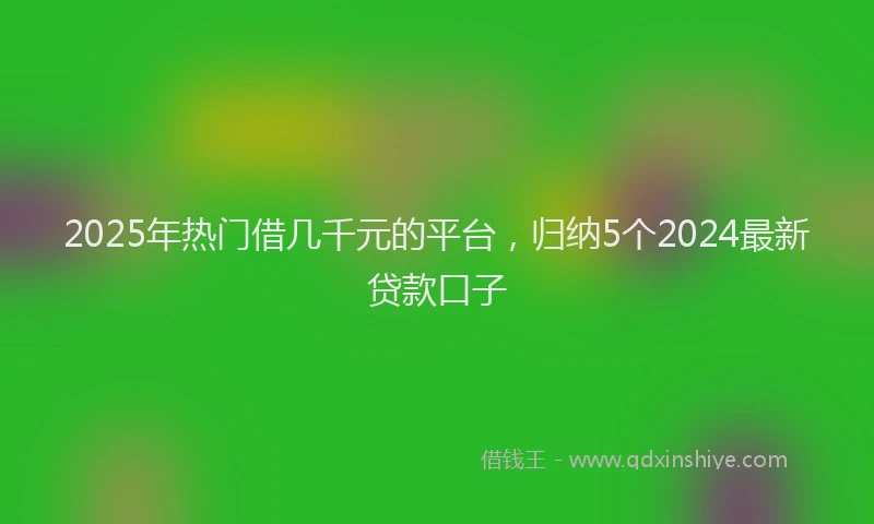 2025年热门借几千元的平台，归纳5个2024最新贷款口子