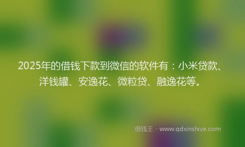 2025年的借钱下款到微信的软件有：小米贷款、洋钱罐、安逸花、微粒贷、融逸花等。