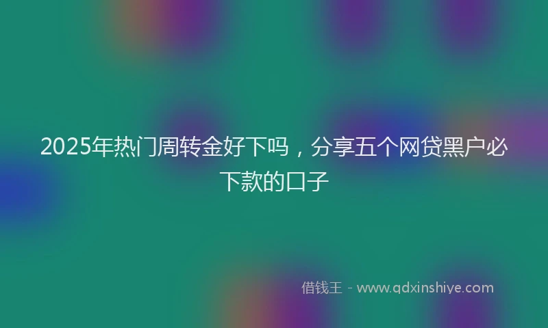 2025年热门周转金好下吗，分享五个网贷黑户必下款的口子