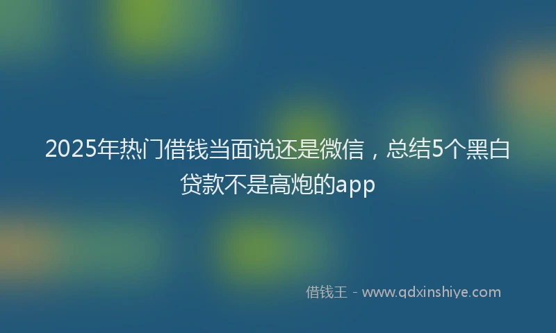 2025年热门借钱当面说还是微信，总结5个黑白贷款不是高炮的app