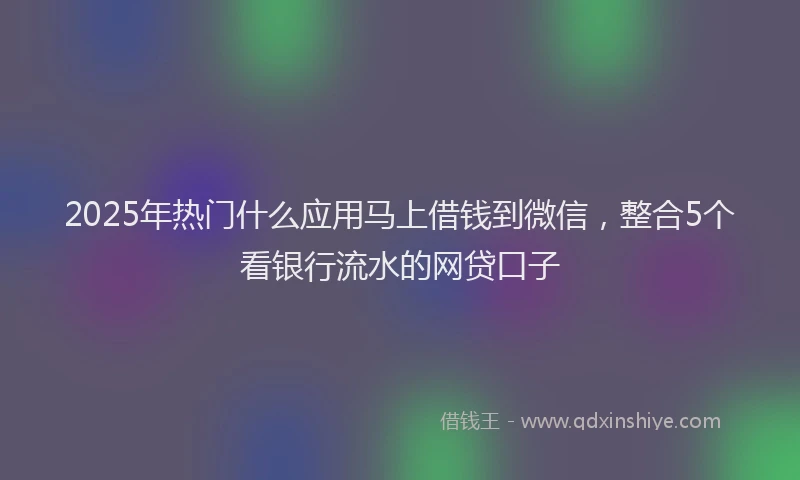 2025年热门什么应用马上借钱到微信，整合5个看银行流水的网贷口子