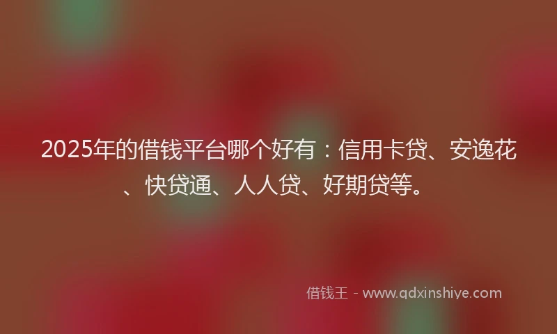 2025年的借钱平台哪个好有：信用卡贷、安逸花、快贷通、人人贷、好期贷等。