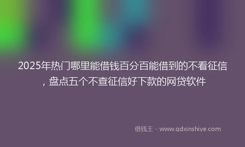 2025年热门哪里能借钱百分百能借到的不看征信，盘点五个不查征信好下款的网贷软件