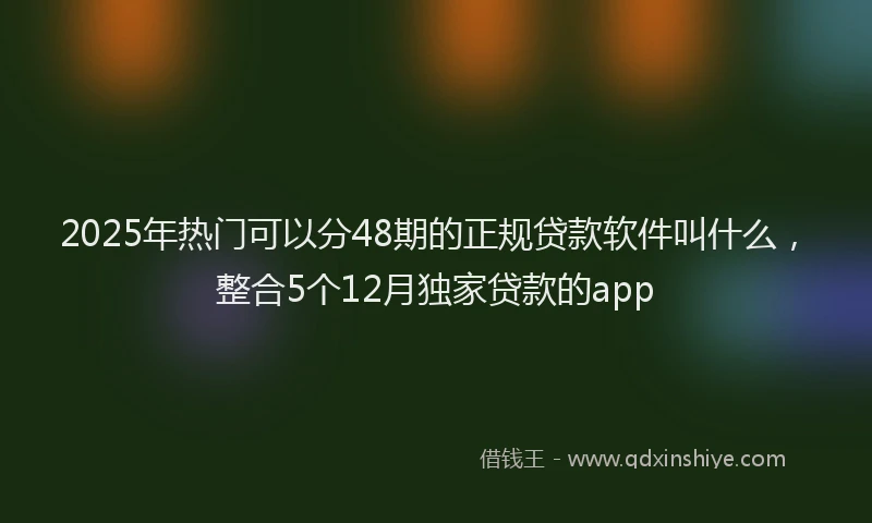 2025年热门可以分48期的正规贷款软件叫什么，整合5个12月独家贷款的app
