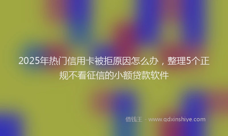 2025年热门信用卡被拒原因怎么办，整理5个正规不看征信的小额贷款软件