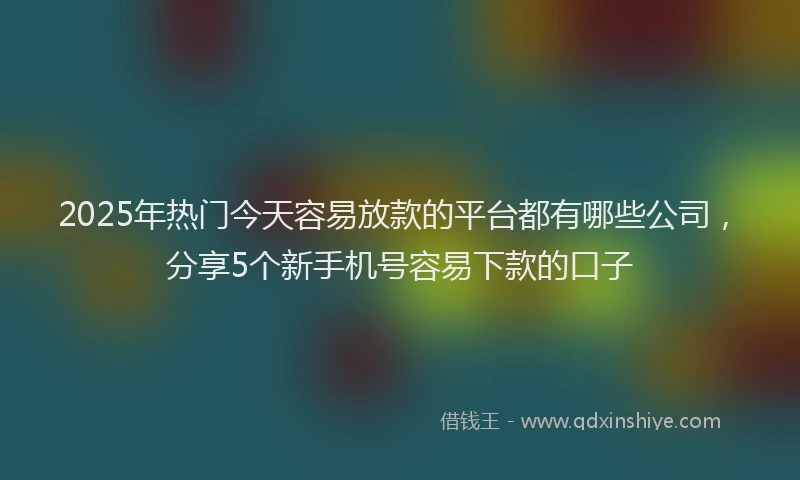 2025年热门今天容易放款的平台都有哪些公司，分享5个新手机号容易下款的口子