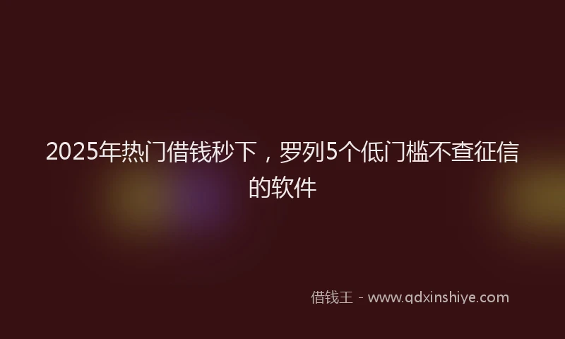 2025年热门借钱秒下，罗列5个低门槛不查征信的软件