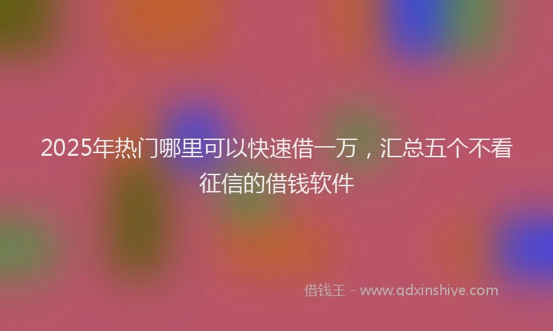 2025年热门哪里可以快速借一万，汇总五个不看征信的借钱软件