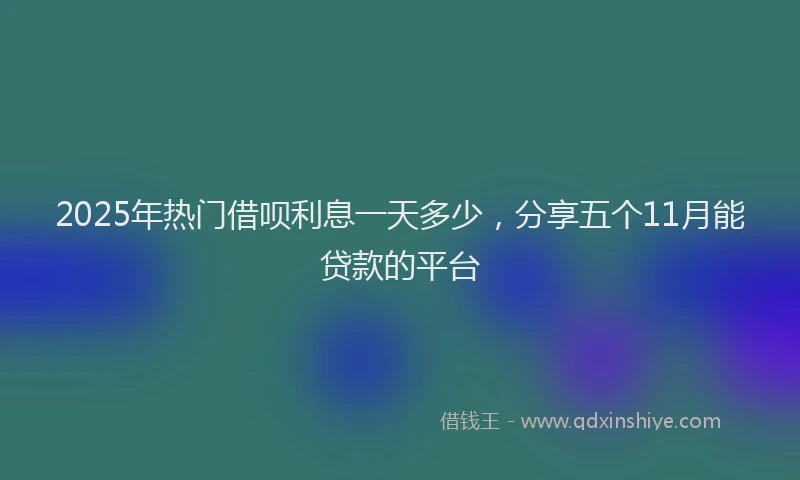 2025年热门借呗利息一天多少，分享五个11月能贷款的平台