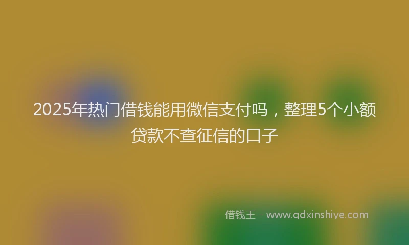 2025年热门借钱能用微信支付吗，整理5个小额贷款不查征信的口子