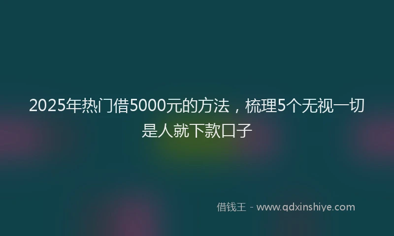 2025年热门借5000元的方法，梳理5个无视一切是人就下款口子