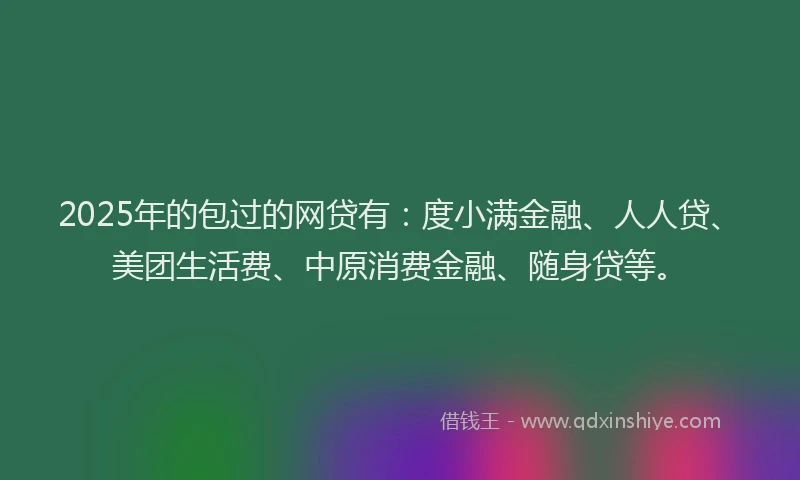 2025年的包过的网贷有：度小满金融、人人贷、美团生活费、中原消费金融、随身贷等。
