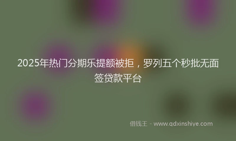 2025年热门分期乐提额被拒，罗列五个秒批无面签贷款平台