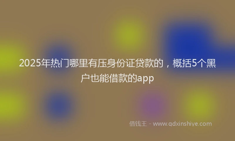 2025年热门哪里有压身份证贷款的，概括5个黑户也能借款的app