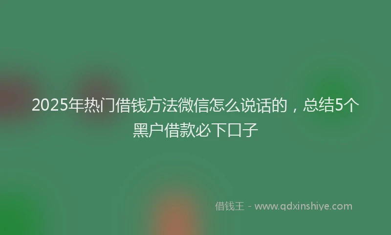 2025年热门借钱方法微信怎么说话的，总结5个黑户借款必下口子