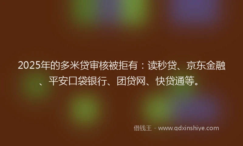 2025年的多米贷审核被拒有：读秒贷、京东金融、平安口袋银行、团贷网、快贷通等。