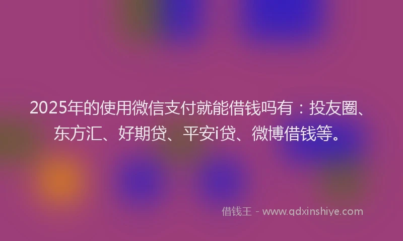 2025年的使用微信支付就能借钱吗有：投友圈、东方汇、好期贷、平安i贷、微博借钱等。