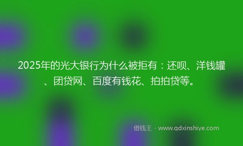 2025年的光大银行为什么被拒有：还呗、洋钱罐、团贷网、百度有钱花、拍拍贷等。