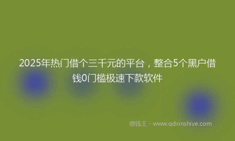 2025年热门借个三千元的平台，整合5个黑户借钱0门槛极速下款软件