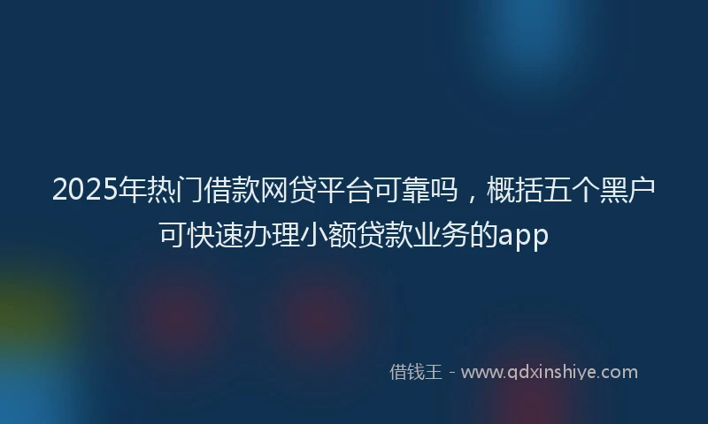 2025年热门借款网贷平台可靠吗，概括五个黑户可快速办理小额贷款业务的app