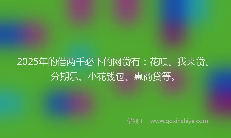 2025年的借两千必下的网贷有：花呗、我来贷、分期乐、小花钱包、惠商贷等。