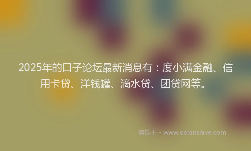2025年的口子论坛最新消息有：度小满金融、信用卡贷、洋钱罐、滴水贷、团贷网等。