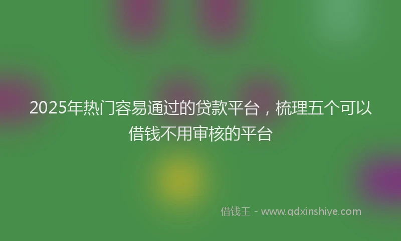 2025年热门容易通过的贷款平台，梳理五个可以借钱不用审核的平台