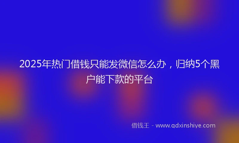 2025年热门借钱只能发微信怎么办，归纳5个黑户能下款的平台