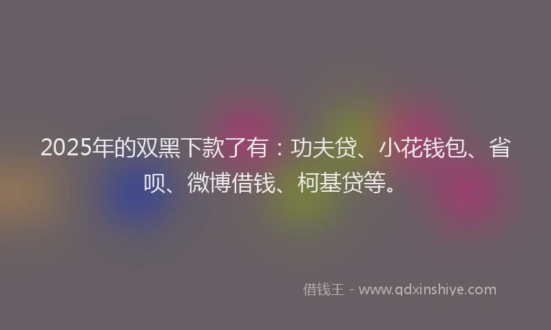 2025年的双黑下款了有：功夫贷、小花钱包、省呗、微博借钱、柯基贷等。