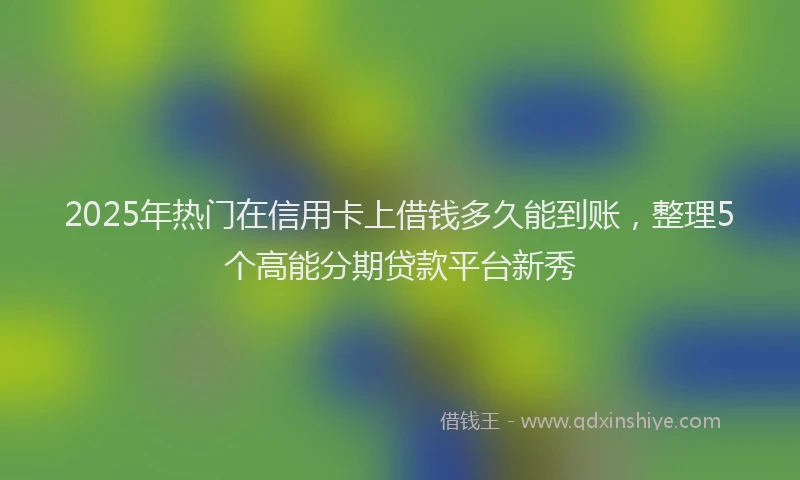 2025年热门在信用卡上借钱多久能到账，整理5个高能分期贷款平台新秀
