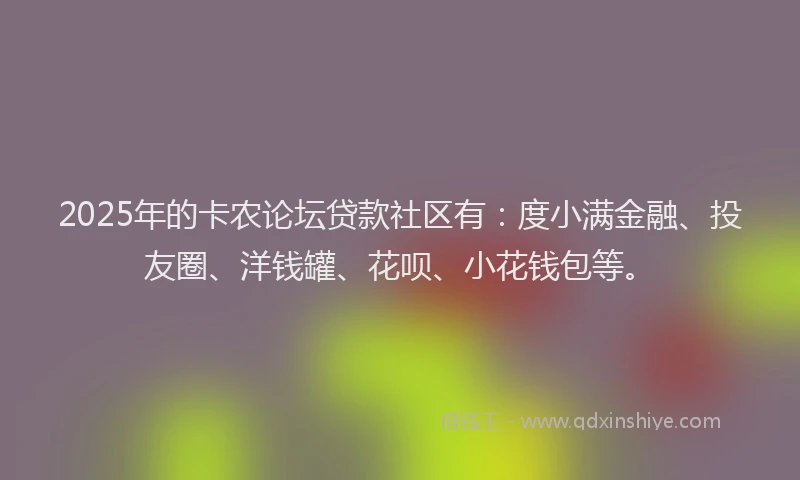 2025年的卡农论坛贷款社区有：度小满金融、投友圈、洋钱罐、花呗、小花钱包等。