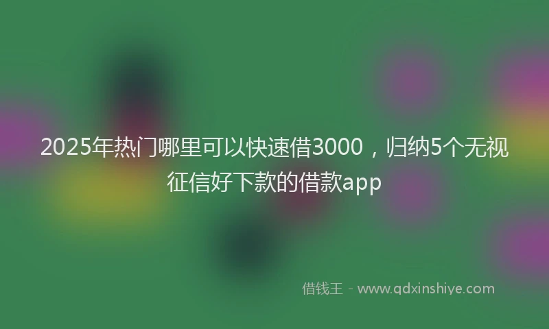 2025年热门哪里可以快速借3000，归纳5个无视征信好下款的借款app